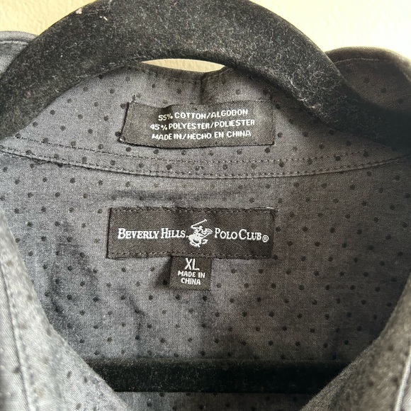 Beverly Hills Polo Club Men’s Long Sleeve Dress Shirt Dark Grey XL - Picture 2 of 4